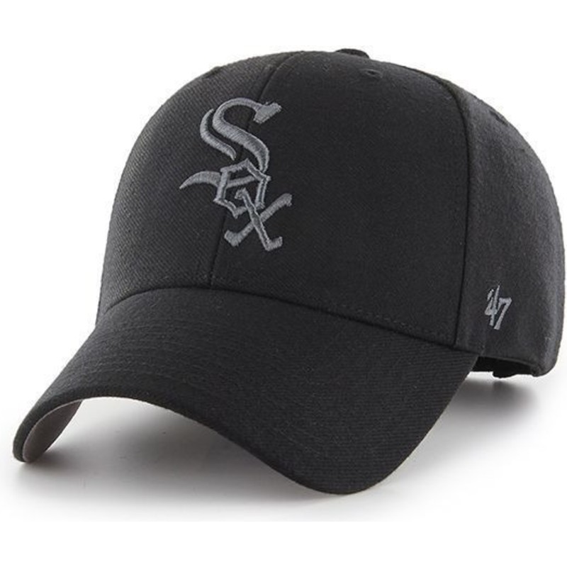47-brand-curved-brim-silver-logo-chicago-white-sox-mlb-mvp-black-cap