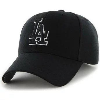 47 Brand Curved Brim Black And White Logo Black Logo Los Angeles Dodgers MLB MVP Black Snapback Cap