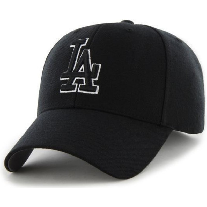 47-brand-curved-brim-black-and-white-logo-black-logo-los-angeles-dodgers-mlb-mvp-black-snapback-cap