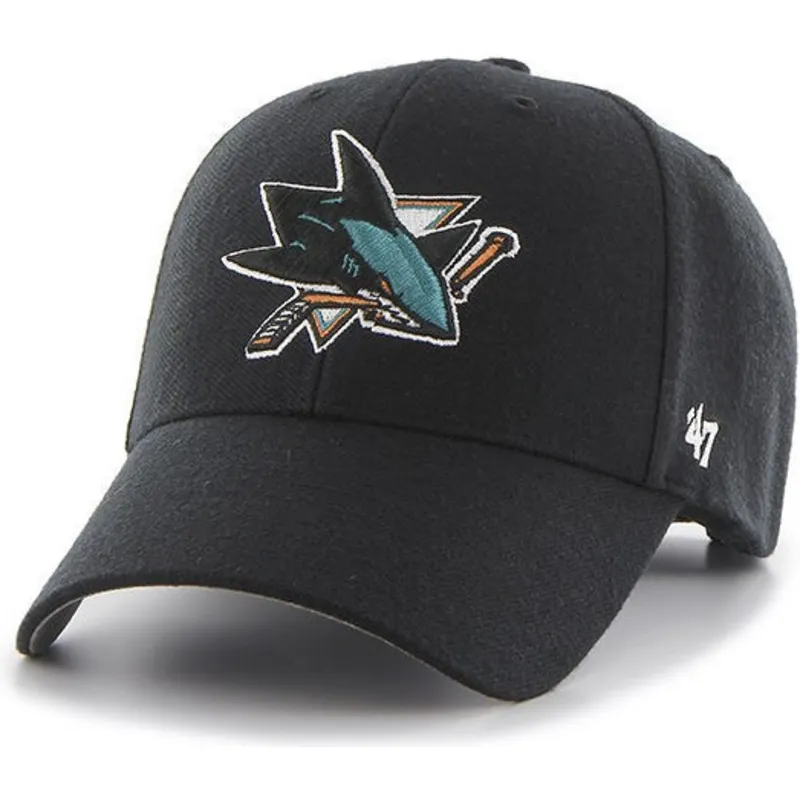 cap-zaobljena-black-adjustable-strap-san-jose-sharks-nhl-47-brand