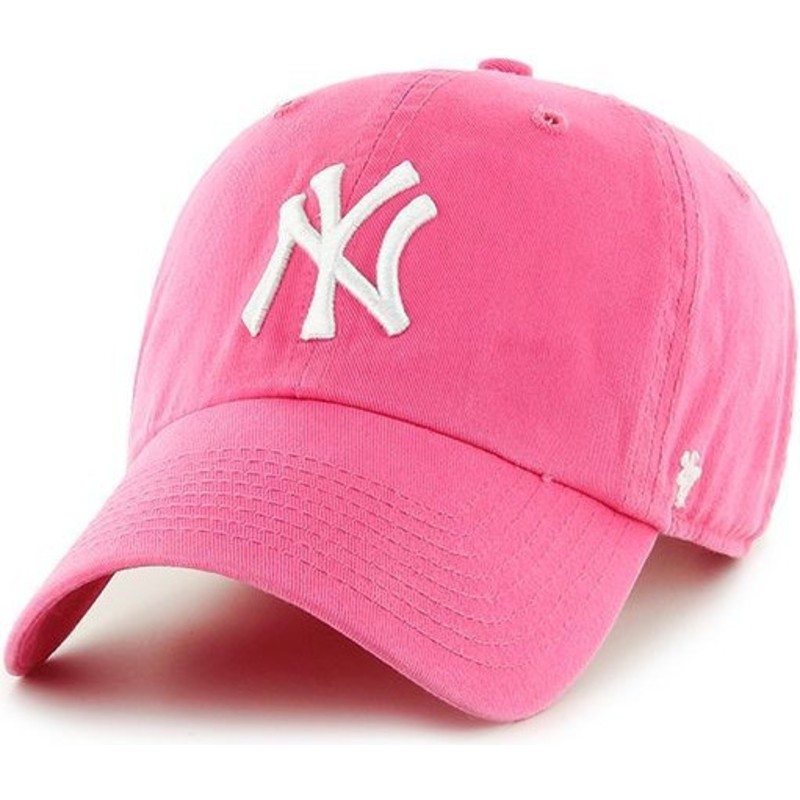 47-brand-curved-brim-new-york-yankees-mlb-clean-up-pink-cap
