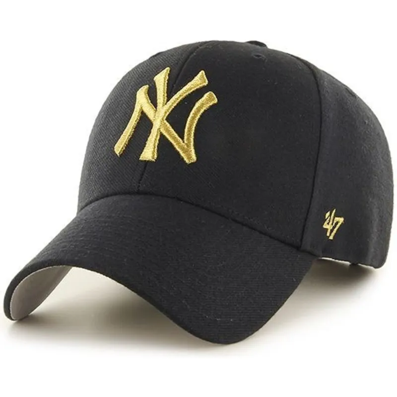 cap-zaobljena-black-adjustable-strap-oro-new-york-yankees-mlb-47-brand