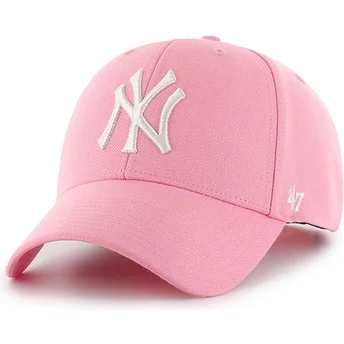 kapa-zaobljena-ruzicasta-snapback-new-york-yankees-mlb-47-brand