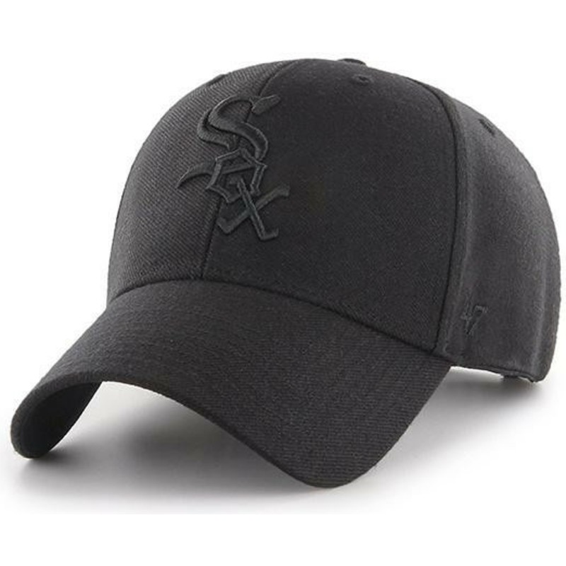 47-brand-curved-brim-black-logo-chicago-white-sox-mlb-mvp-black-snapback-cap