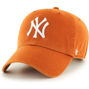 47 Brand Curved Brim New York Yankees MLB Clean Up Orange Cap