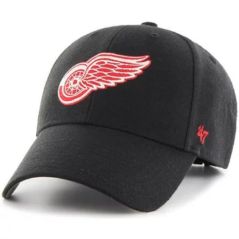 47 Brand Curved Brim Red Logo Detroit Red Wings NHL MVP Black Cap