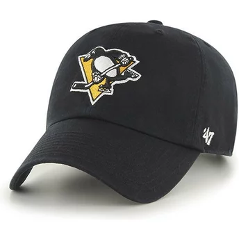 47 Brand Curved Brim Pittsburgh Penguins NHL Clean Up Black Cap