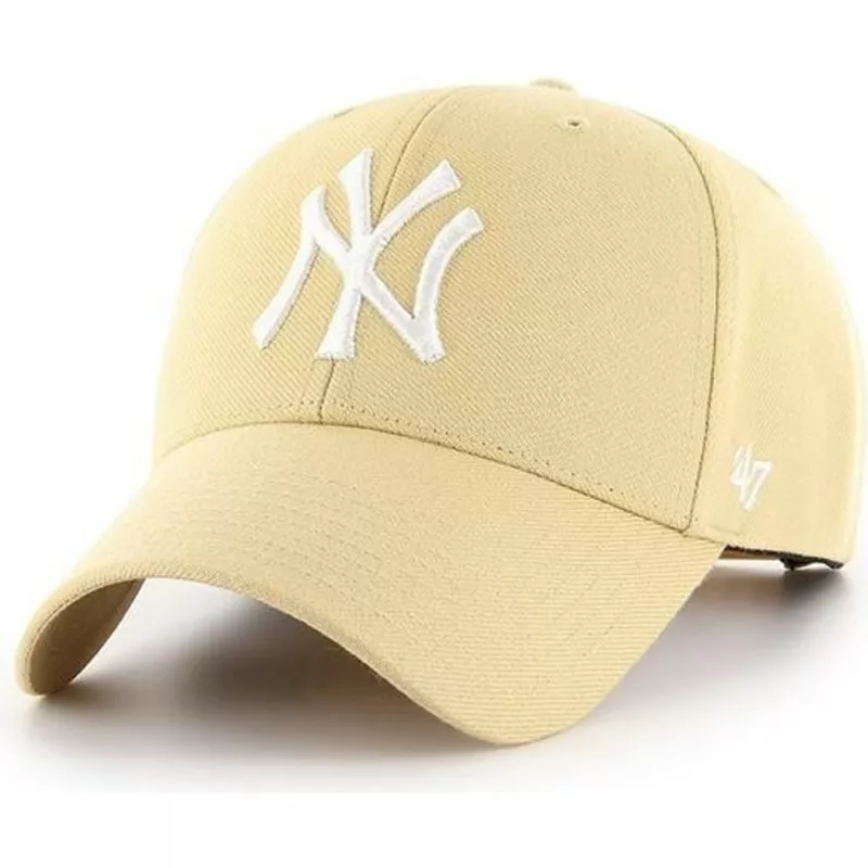 47-brand-curved-brim-new-york-yankees-mlb-mvp-light-gold-yellow-snapback-cap