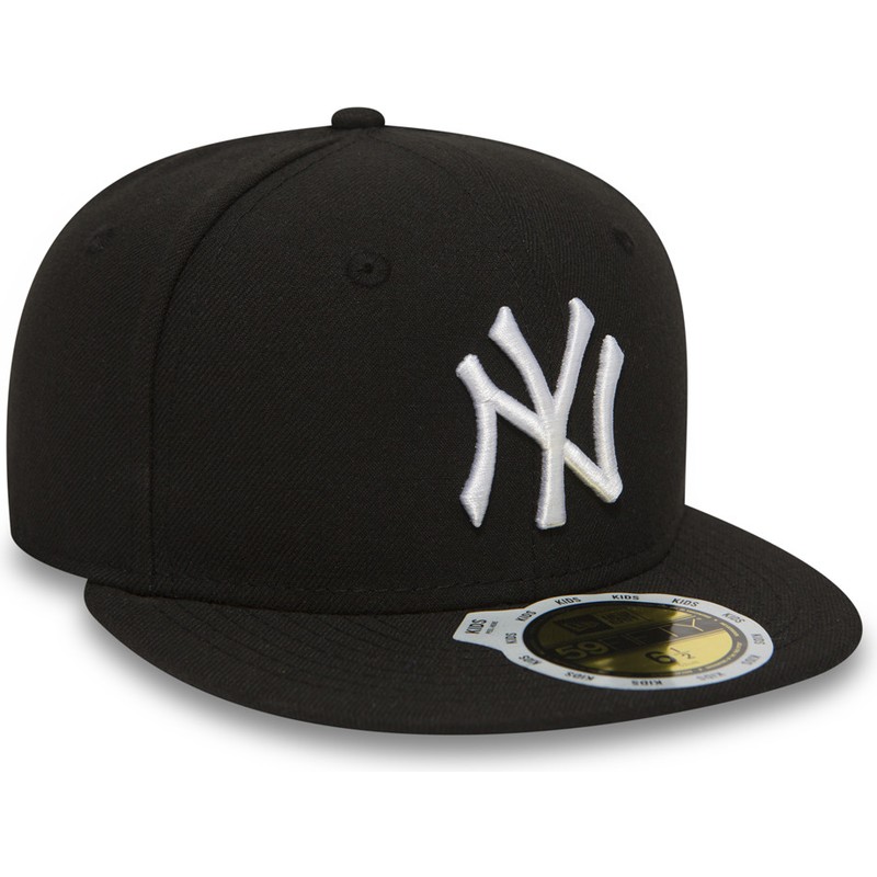 new-era-flat-brim-youth-59fifty-essential-new-york-yankees-mlb-black-fitted-cap