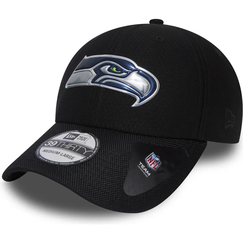 kapa-zaobljena-crna-prilagodena-39thirty-black-coll-seattle-seahawks-nfl-new-era