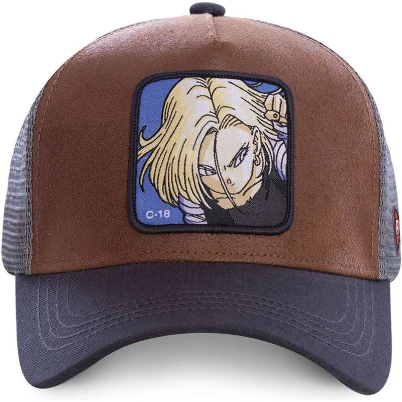 kapa-zaobljena-smeda-snapback-androide-c18a-c-18-dragon-ball-capslab