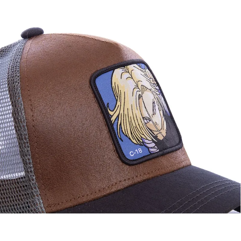 kapa-zaobljena-smeda-snapback-androide-c18a-c-18-dragon-ball-capslab