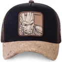 capslab-groot-gro4-marvel-comics-black-and-brown-trucker-hat-with-cork-visor