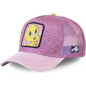 kapa-zaobljena-ruzicasta-snapback-purpurina-twe4-tweety-looney-tunes-capslab