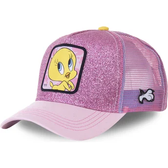 kapa-zaobljena-ruzicasta-snapback-purpurina-twe4-tweety-looney-tunes-capslab