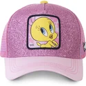 kapa-zaobljena-ruzicasta-snapback-purpurina-twe4-tweety-looney-tunes-capslab