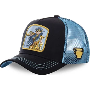 capslab-aquarius-aqu-saint-seiya-knights-of-the-zodiac-black-and-blue-trucker-hat