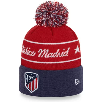 New Era Bobble Knit Atlético Madrid LFP Red and Blue Beanie with Pompom