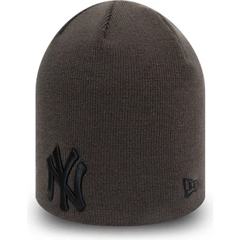New Era Black Logo Skull Knit League Essential New York Yankees MLB Grey Beanie