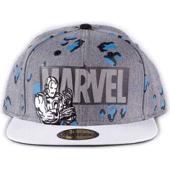 Difuzed Flat Brim Iron Man True Power Marvel Comics Grey Snapback Cap