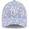 new-era-curved-brim-9forty-floral-new-york-yankees-mlb-blue-and-pink-adjustable-cap