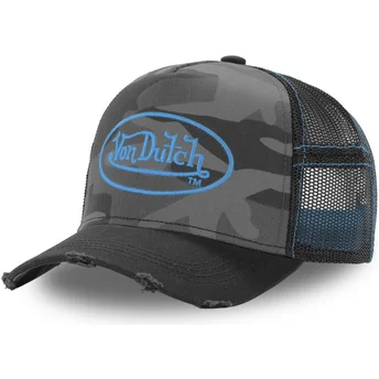 Von Dutch CAM BLU Grey and Blue Trucker Hat