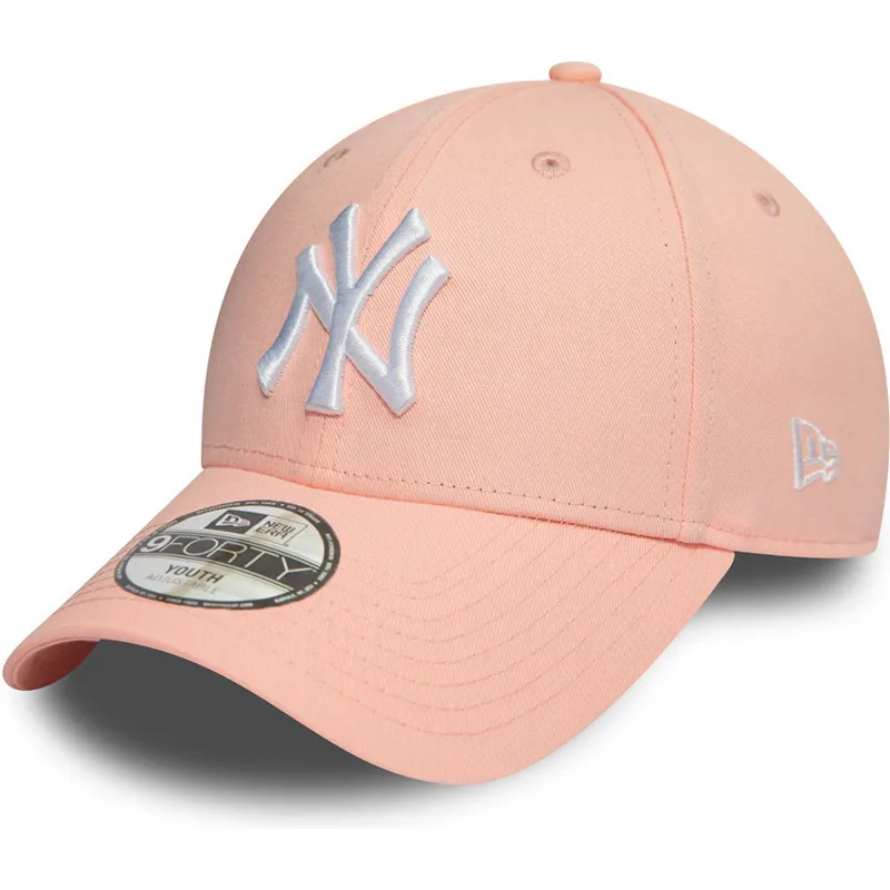 cap-zaobljena-pink-adjustable-strap-za-djecu-9forty-league-essential-new-york-yankees-mlb-new-era