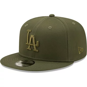 New Era Flat Brim Green Logo 9FIFTY League Essential Los Angeles Dodgers MLB Green Snapback Cap