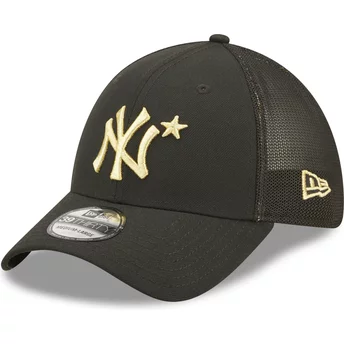 New Era Golden Logo 39THIRTY All Star Game New York Yankees MLB Black Fitted Trucker Hat
