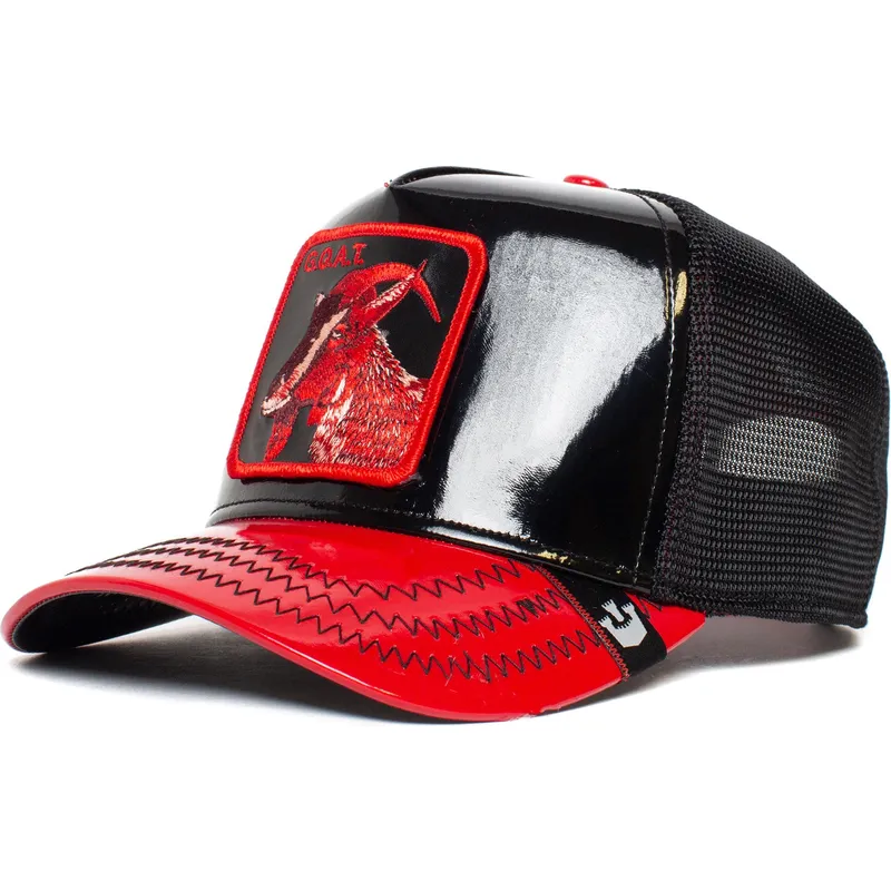 kapa-zaobljena-crna-snapback-goat-goaty-mcgoatface-patent-leather-the-farm-goorin-bros