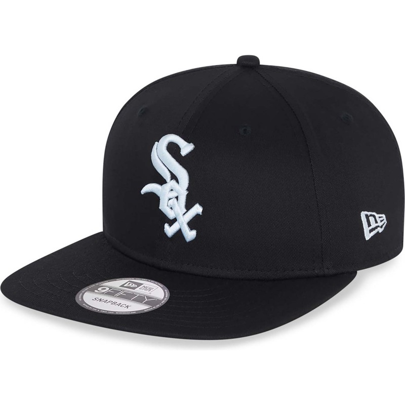 new-era-flat-brim-9fifty-essential-chicago-white-sox-mlb-black-snapback-cap