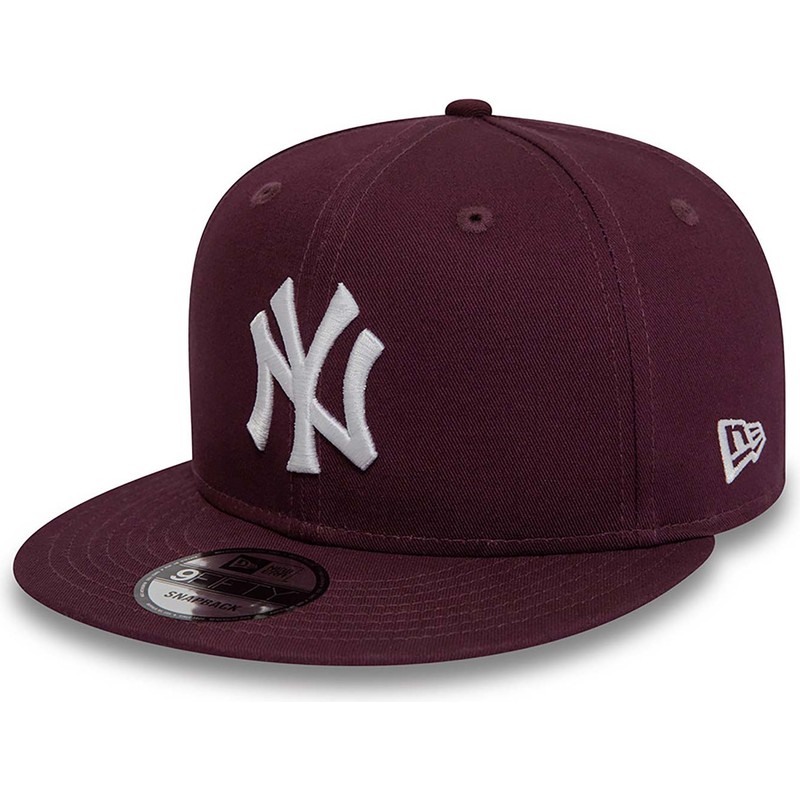 new-era-flat-brim-9fifty-essential-new-york-yankees-mlb-maroon-snapback-cap