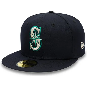 Kape ravna mornarsko plava prilagođen 59FIFTY Authentic On Field Seattle Mariners MLB New Era