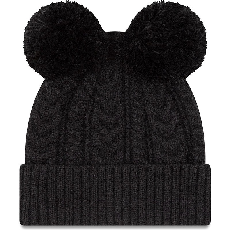 new-era-women-black-logo-cuff-double-new-york-yankees-mlb-black-beanie-with-pompom