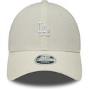 new-era-curved-brim-women-9forty-cord-mini-logo-los-angeles-dodgers-mlb-beige-adjustable-cap