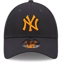 new-era-curved-brim-orange-logo-9forty-repreve-new-york-yankees-mlb-navy-blue-adjustable-cap