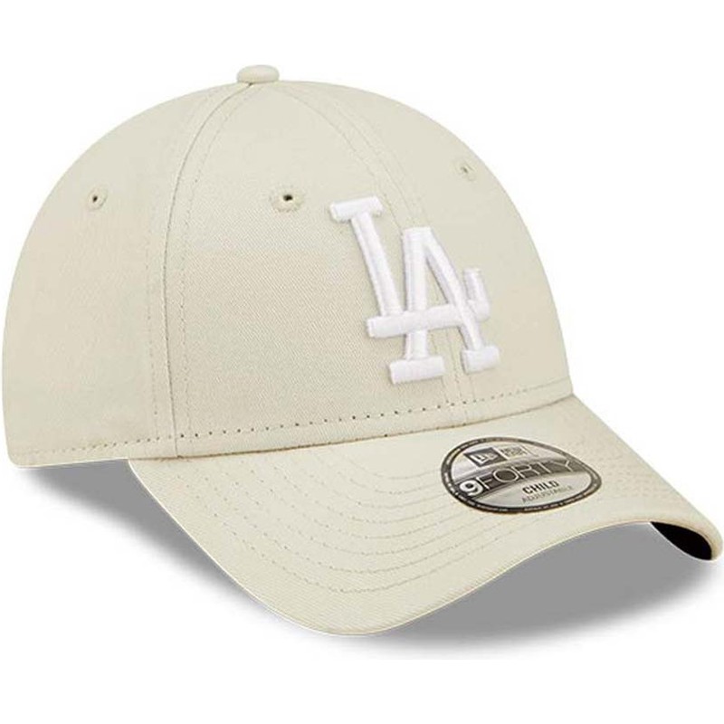 new-era-curved-brim-youth-9forty-league-essential-los-angeles-dodgers-mlb-beige-adjustable-cap