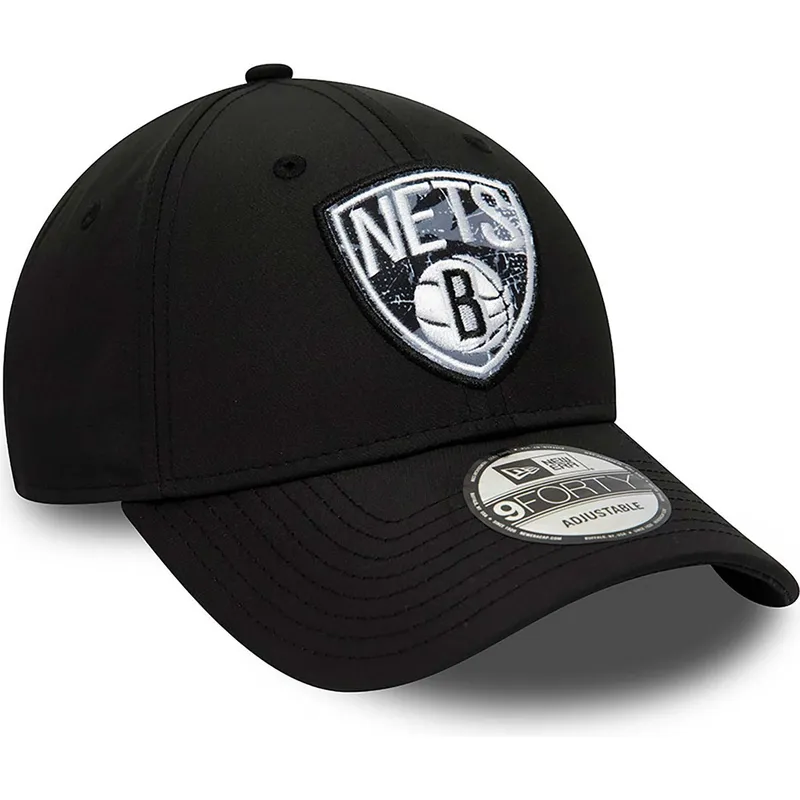 kapa-zaobljena-crna-podesiv-9forty-print-infill-brooklyn-nets-nba-new-era