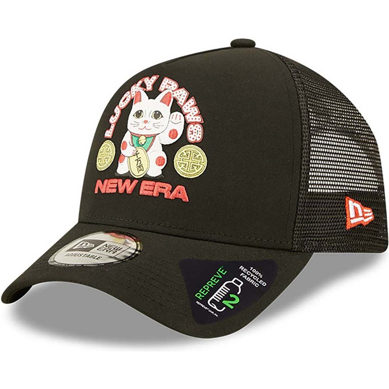 new-era-a-frame-repreve-lucky-paws-black-snapback-trucker-hat