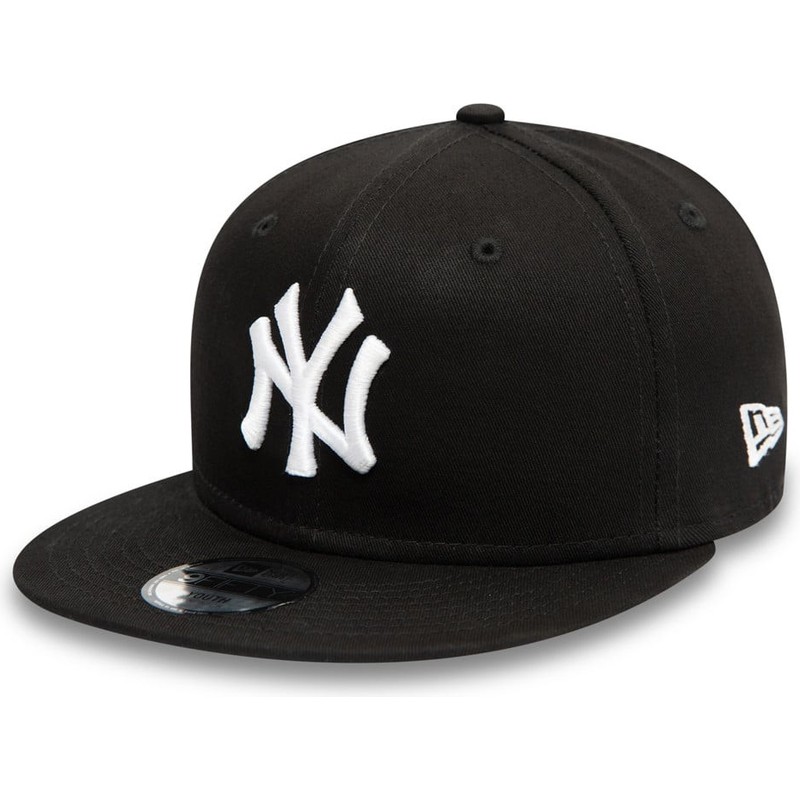 new-era-flat-brim-youth-9fifty-essential-new-york-yankees-mlb-black-snapback-cap