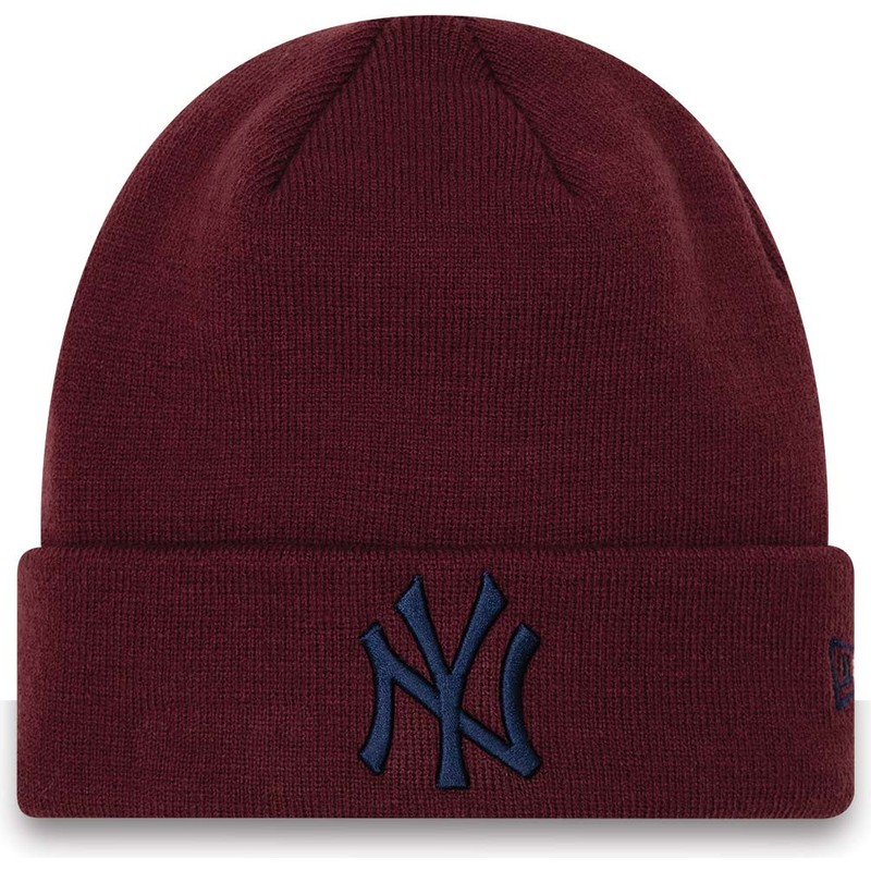 new-era-navy-blue-logo-cuff-league-essential-new-york-yankees-mlb-maroon-beanie
