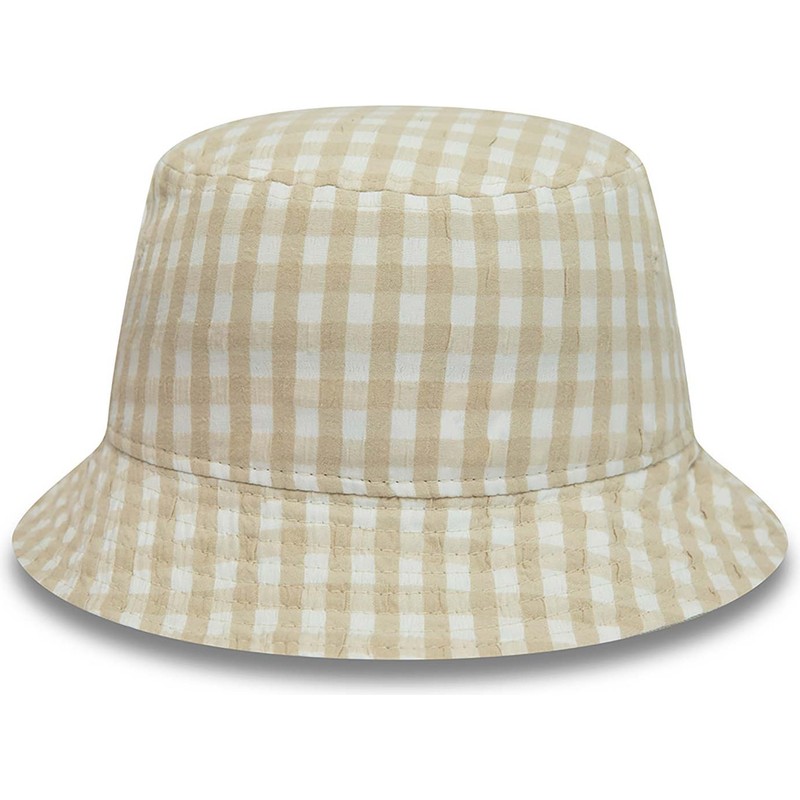 new-era-women-tapered-gingham-beige-bucket-hat