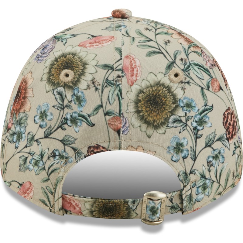 new-era-curved-brim-women-9forty-all-over-print-floral-new-york-yankees-mlb-beige-adjustable-cap