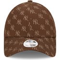 new-era-curved-brim-women-9forty-monogram-new-york-yankees-mlb-brown-adjustable-cap