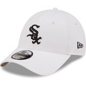 new-era-curved-brim-black-logo-9forty-league-essential-chicago-white-sox-mlb-white-adjustable-cap