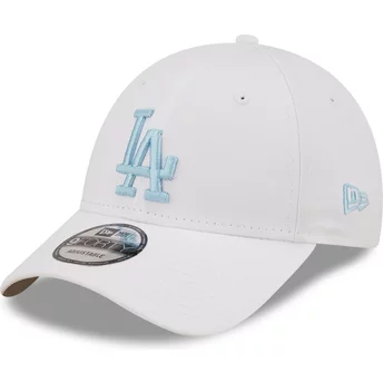 New Era Curved Brim Blue Logo 9FORTY League Essential Los Angeles Dodgers MLB White Adjustable Cap