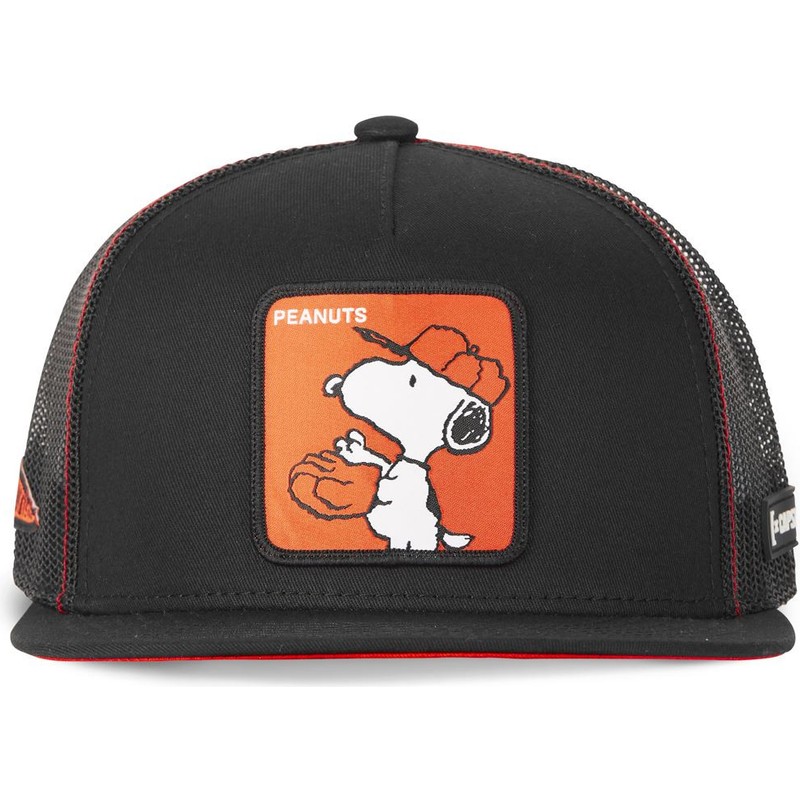 capslab-flat-brim-snoopy-casf-ba1-peanuts-black-trucker-hat