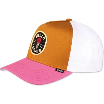 Djinns Hello Gelato HFT Food Brown, White and Pink Trucker Hat