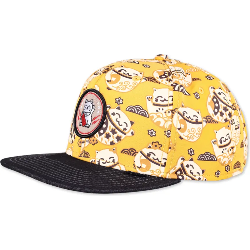 kapa-ravna-zuta-snapback-lucky-cat-linen-djinns