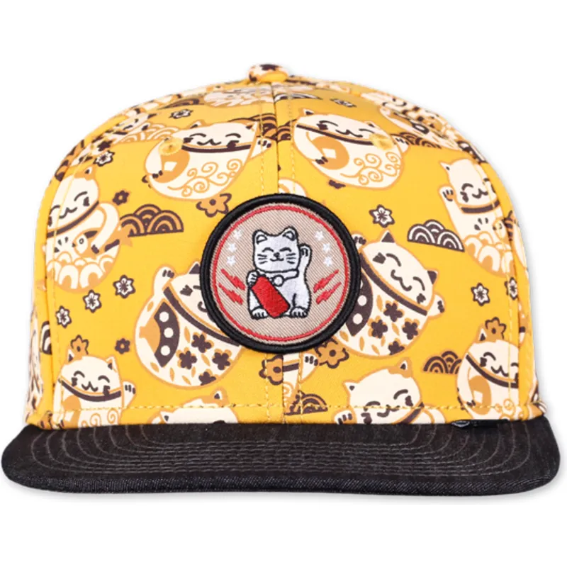 kapa-ravna-zuta-snapback-lucky-cat-linen-djinns